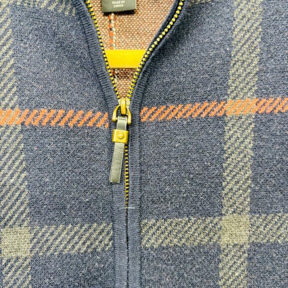 Tahari Plaid Zip Front Poncho Cape Sweater Knit Navy Multicolor Women’s S/M - Picture 7 of 15